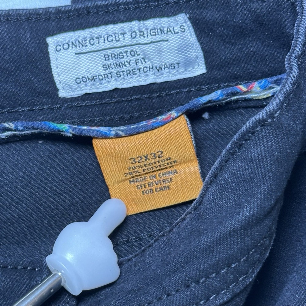 Tailor Vintage Men's 32x32 Black Denim Jeans Connecticut Bristol Skinny Fit - Picture 7 of 12